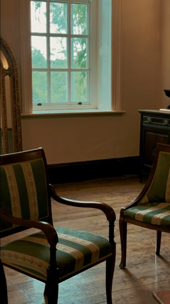 Entrance hall window and chairs at Marle Hall